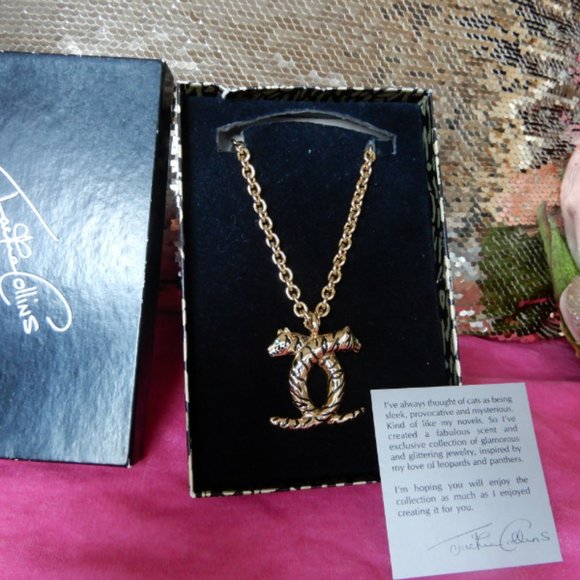 VTG.NIB JC JACKIE COLLINS GOLD PANTHER NECKLACE - Picture 2 of 13